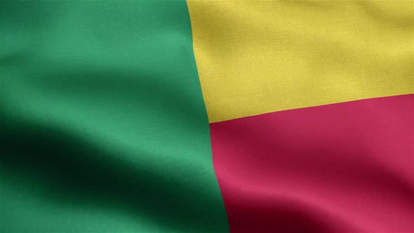 Benin Flag Seamless Closeup Waving Animation