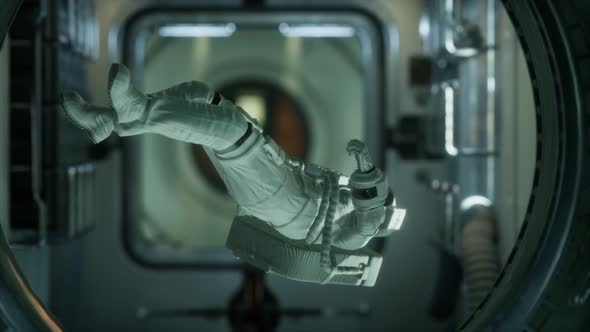 Astronaut Inside the Orbital Space Station alt