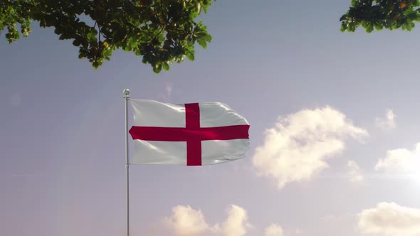 England Flag With  Modern City 