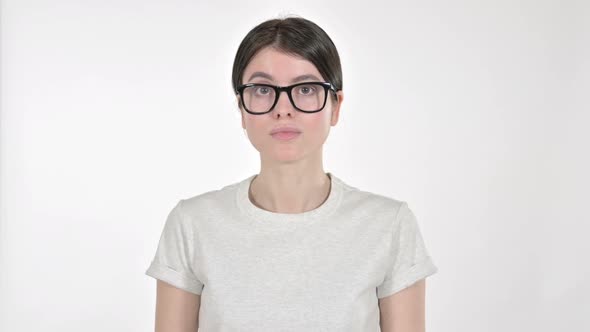 Sick Young Woman Having Coughing on White Background