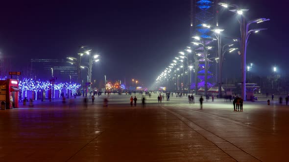 Famous Beijing Olympic Park Large Area in China Timelapse