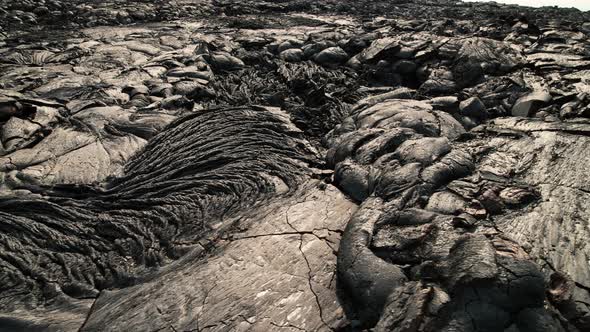 Aerial View Black Volcanic Lava