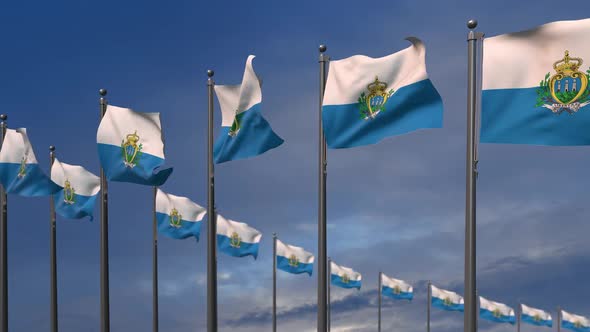 The San Marino Flags Waving In The Wind  2K
