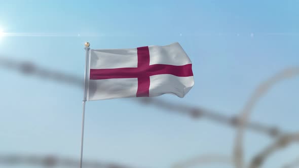 England Flag Behind Border