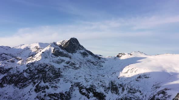 Beautiful view from drone to the snow mountain