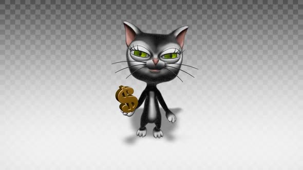 Cartoon Kitty Cat - Show Gold Dollar