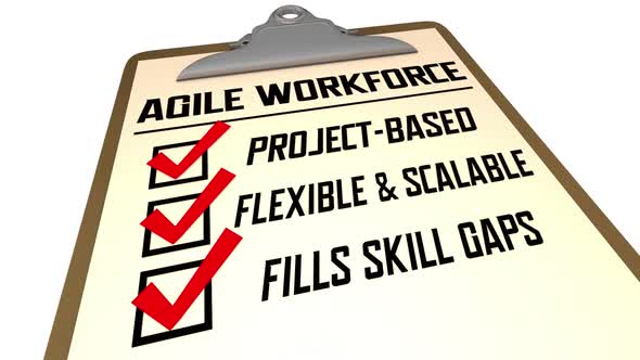 Agile Workforce Checklist Scalable Flexible Skills Employees 3d Animation