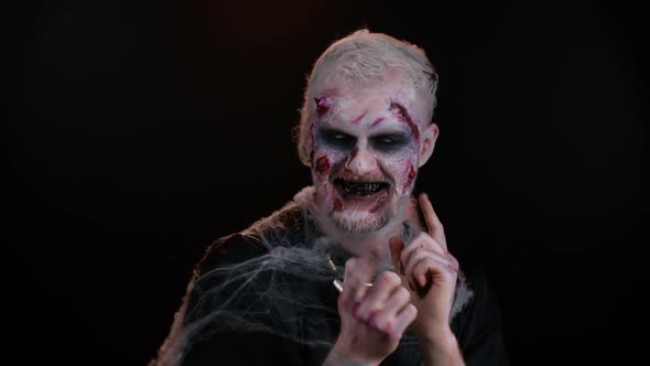 Sinister Man Horrible Scary Halloween Zombie Listening Music Dancing Disco Fooling Around Having Fun