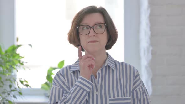 Portrait of Pensive Senior Woman Thinking New Plan