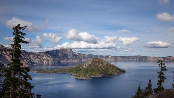 Time lapse of clouds moving above Crater Lake in Oregon