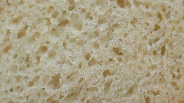 Texture of White Bread Rotating Extreme Close Up, Macro Shot