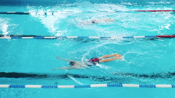 Professional Athletes Swim Using Butterfly Technique