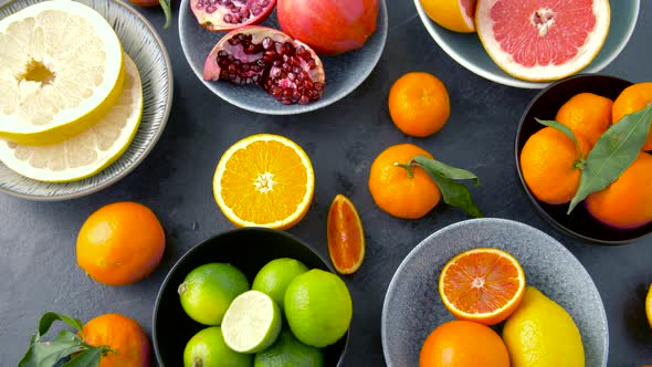 Close Up of Citrus Fruits on Stone Table 40