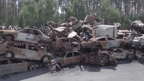 Wardestroyed Cars in Irpin Bucha District Ukraine