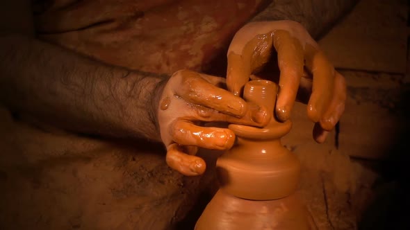 Pot Made Of Clay Workshop Slow Motion