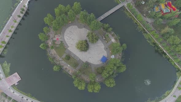 Aerial view of a small island