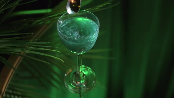 Close up of Aviva green wine with pearl