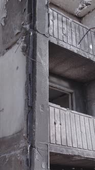 Vertical Video of a House Destroyed By the War in Ukraine