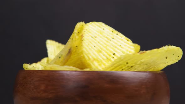 Fluted Potato Chips Wooden Bowl