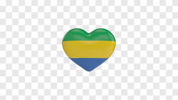 Gabon Flag on a Rotating 3D Heart