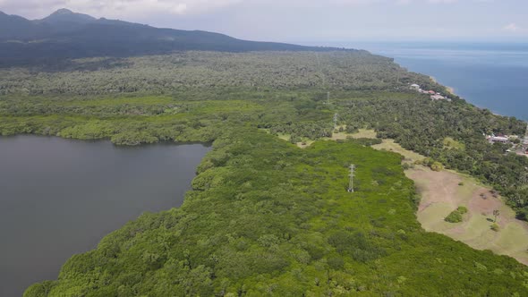 Aerial view of West Bali National Park in Indonesia