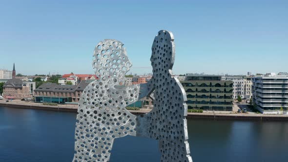 Orbit Shot Around Top Part of Molecule Man Aluminium Work of Art