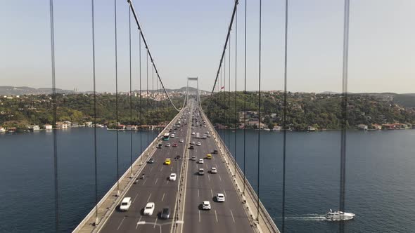 Drone Shot Istanbul Bridge