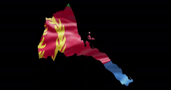 Eritrea national flag background with country shape outline. Alpha channel animation