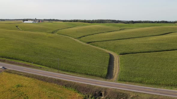 grassland fields in south Minnesota, aerial view during summer time