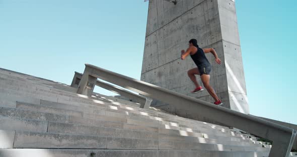 Athlete Runner Jogging Workout on Stairs