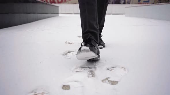 Legs Businessman in Black Shoes