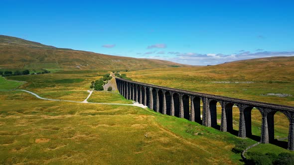 Ribblehead Viaduct at Yorkshire Dales National Park  Aerial View  Travel Photography