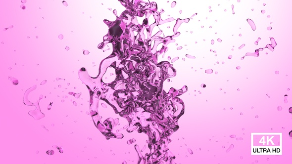 Pink Water Ball Splash Collision 4K