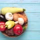 Organic and fresh fruits and vegetables appear and disappear from basket - VideoHive Item for Sale