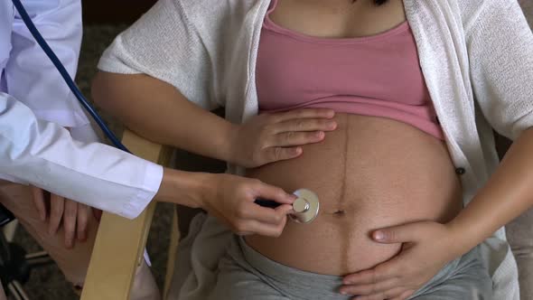 Pregnant Woman and Gynecologist Doctor at Hospital