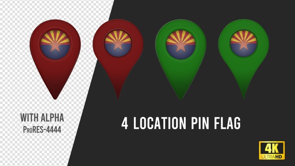 Arizona State Flag Location Pins Red And Green