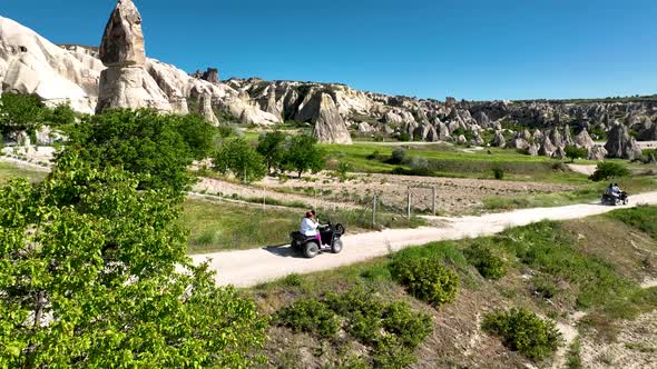 Quad bike safari in Cappadocia aerial view 4 K