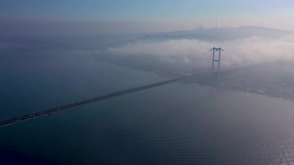 foggy day istanbul bridge