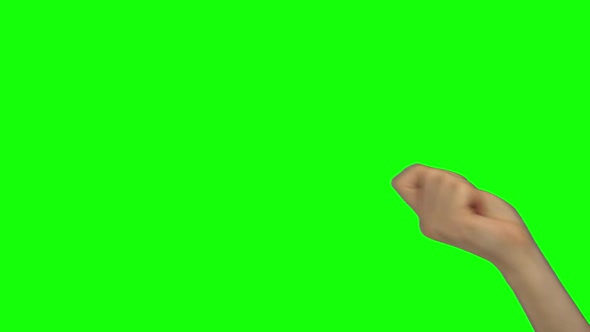 Arm of Woman Is Calling Someone. Green Screen. Close Up