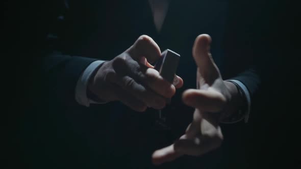 Playing Card Flies From Hand to Hand in Closeup