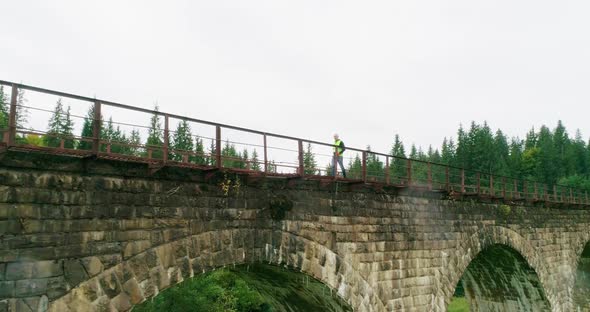 Aerial Shot Construction Worker on Railways alt