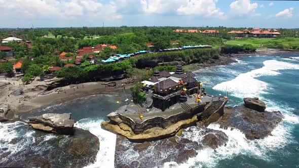 Aerial View of Tanah Lot Temple, Beraban, Kediri, Tabanan Regency, Bali, Indonesia