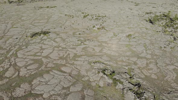 Volcanic Basalt Plateau Formed by Solidifying Lava Rocks