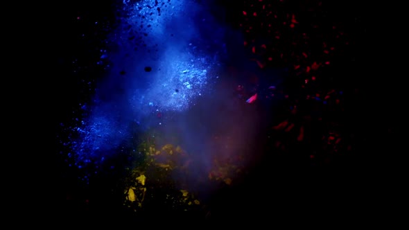 Color Mix Slow Motion of Colored Powder