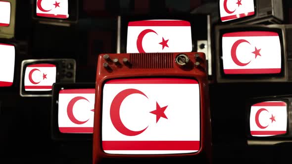 Flag of Northern Cyprus and Retro TVs.