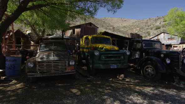 Abandoned cars and trucks