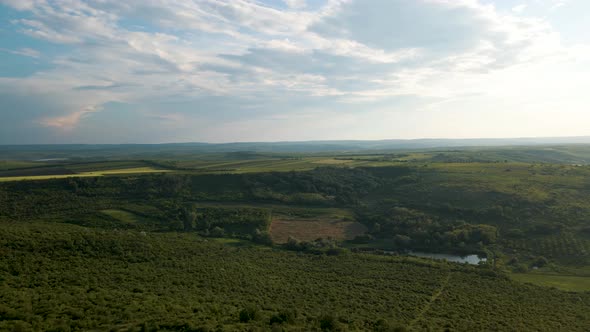 Aerial Top View of an Agriculture Field in Countryside on a Spring Day