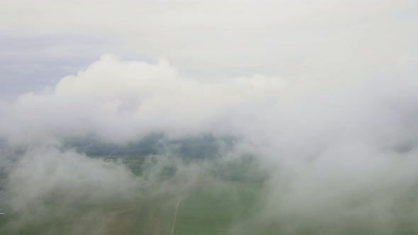 Aerial View of Summer Landscape with Clouds