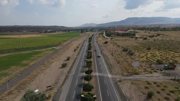 Agriculture Aerial Farmland Transportation Railway