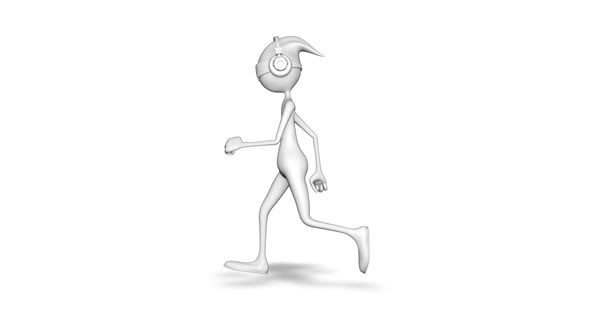 3d Character Man Runing Headphones Loop On White Background